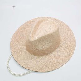 Wide Brim Hats Bucket Hats Womens Hat With Chain Straw Hats For Women Luxury Designer Brand Beach Hat Ladies Summer Sun Shade Hats Wide Brim Panama Hats 230607