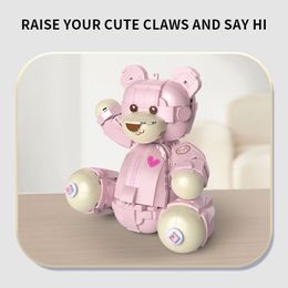 400+Pcs Bricks Pink Teddy Bear Building Blocks/Cute Plastic Bear Model/Designer Technical Toys For Girl Adult Gift