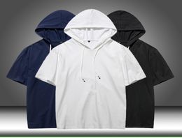 2020 Summer Men tshirt Casual Solid Loose Hooded Tops Tees Shirts Male New Sportswear Hoodie Short Sleeve Mens Tshirt Clothing1787649