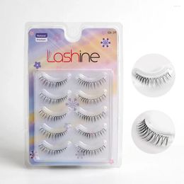 False Eyelashes Lashine 5 Pairs Lashes Natural Look Wispy Cat Eye Fluffy 3D Mink Fake Strip