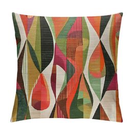 Throw Pillow Covers Mid Century Modern Style Retro with Drop Shapes in Tones Abstract Cushion Pillow Case Home Decor Pillowcase