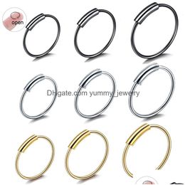 Nose Rings & Studs 1 Pc 8/10 / 12Mm Steel Hoop Cartilage Septum Piercing Tragus Ear Clip Lip Helix Piercings Jewellery Drop Delivery Bo Dhixv