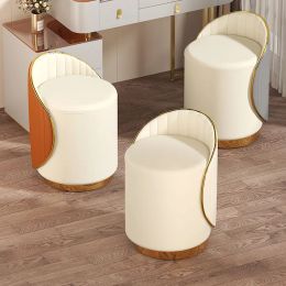 Women Girls Makeup Stool Gold Rotating Cute Living Room Mobile Vanity Chair Modern White Tabouret Chambre Nordic Furniture