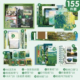 155 Pcs Scenery Serie Gift Box Notebook Washi Tape Acuadernos Binder Post It Sticker Kawaii Papel Japanese Korean Stationery Set