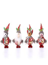 Christmas Tree Pendant Plush Hanging Ornaments Santa Reindeer Snowman Doll with Bells Party Decorations XBJK22099158956