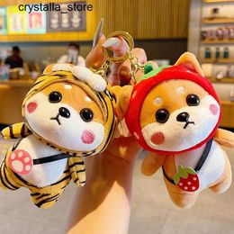 Plush Keychains Cartoon Pink Strawberry Shiba Inu Plush Doll Toy Keychain Cute Tiger Dog Pendant Keychain Student Backpack Womens Bag KeychainS2452804 s2452909