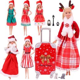 Doll Apparel Kawaii Christmas Collection Fashion Cute Doll Clothing Accessories 2Pcs=Hat+Clothes Fits 30cm 1/6 BJD Blythe Doll Kids Toy Gift Y240529