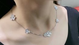 High luxury brand Jewellery designedVanly Necklace for lovers Gold Plated New Advanced Clover Full Diamond Elegant F7A2