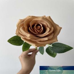 Decorative Flowers & Wreaths 10pcs Toffee Artificial Rose Flower With Long Stems Silk In Wholesale For Wedding Home Party Office Decor 300x