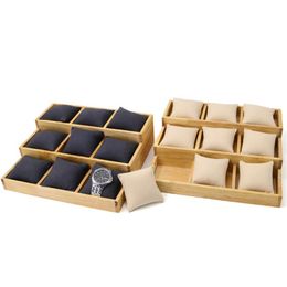 New Solid Wood 12 Grid Pillow Female Bracelet Display Trays For Earring Pendent Wedding Ring Watches Showcase Jewellery Holder316f 275x