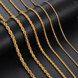 Pendant Necklaces 1 Piece Gold Colour Width 2mm/2.5mm/3mm/4mm/5mm/6mm Rope Chain Necklace/Bracelet For Men Women Stainless Steel Necklace