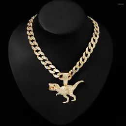 Pendant Necklaces Necklace European And American Hip Hop Dinosaur Animal Personality Men's Jewellery Inlaid With Rhinestones
