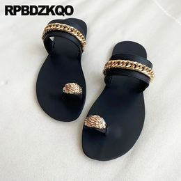 Shoes Y2k Punk Holiday Chain Nice Slides 45 Rock Plus Size Men China Wide Fit Toe Loop Summer Slippers Metal Flats Sandals Ring 240516