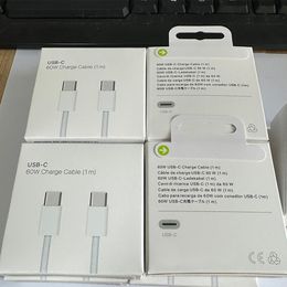 Кабели качества OEM 60 Вт для iPhone 15 Быстрая зарядка 1 м 3 -футовую USB C To Type C Cable Cable Apple Зарядные шнуры быстро