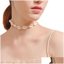 Hänghalsband Nya Seashell Beach Shell Choker -halsband för kvinnor Boho handgjorda strängrep kedjor sommarsmycken i bk droppe delive dhktm