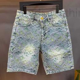 Brand designer di jeans maschili Summer Sump Shorts, popolare su Internet, Jacquard Capris alla moda, lusso leggero, marchio alla moda, pantaloni casuali di fascia alta JU2i