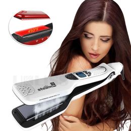 Steam Straightener Fast Professional 450F Ceramic Flat Iron for Styling Tool 2 in 1 Hair Curler Irons