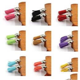 Other Arts And Crafts 10Pcs/Lot 38Mm Gold Sier Cap Leather Tassels Fringe Keychain Strap Jewellery Fibre Suede Tassel Diy Accessories Dh3Av