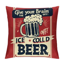 Throw Pillow Cover Retro Funny Concept Bar Vintage Beer Glass Rectangular Sofa Pillow Case Cushion Cover for Home Couch Bed Decor