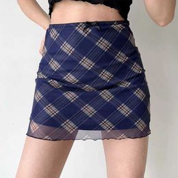 Skirts American Retro 2024 Summer Womens Plain Mesh High Waist A-line Skin Elegant and Unique Street Versatile Ultra thin Short Hip Wrap Skin S2452933