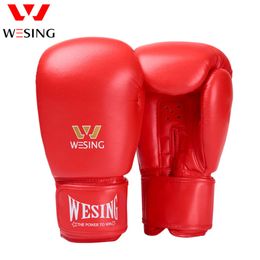 WESING Professional Kick Adults Large Size 16 Oz Leather Cheap Black Boxing Men Women Sanda Gloves L2405