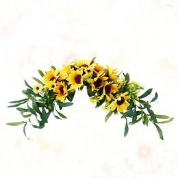 Decorative Flowers Sunflower Artificial Door Hanging Wreath Simulation Floral Eucalyptus Garland For Mirror Window Wall Home Wedding Party