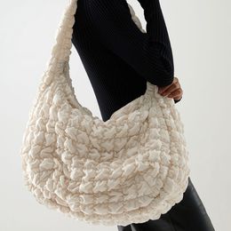 Large Capacity Down Cotton Tote Shoulder Designer Ruched Handbags Casual Nylon Crossbody Messenger Bags for Women Big Purse Q1204 339P