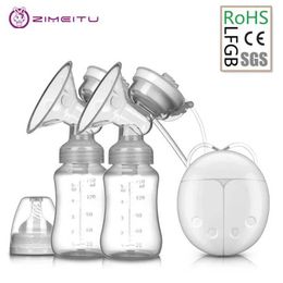 Breastpumps ZIMEITU Double Electric Breast Pumps Powerful Nipple Suction USB Electric Breast Pump with baby milk bottle Cold Heat Pad Nippl Q240528