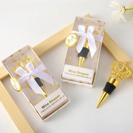 Party Favor Gold Imperial Crown Wine Bottle Stopper Baby Shower Gift Treat Kids Favors Birthday Return Gifts Anniversary Supplies