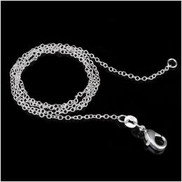Chains 925 Sterling Sier Plated Link Rolo Chain Necklace With Lobster Clasps 16 18 20 22 24Inch Women O Jewlery Drop Delivery Jewellery Dhdle