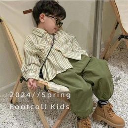Clothing Sets 2024 Boys Striped Suit Baby Fashion Casual Polo Shirt Two-Piece Spring Autumn Children's Long-Sleeved Clothes Pants Set 12M-5Y
