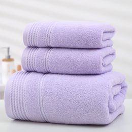 Solid Color Towel Set 3pcs Set Bath Towel Face Towel Soft Pink Blue Green Purple Yellow Large Towel For Home Bathroom Hotel