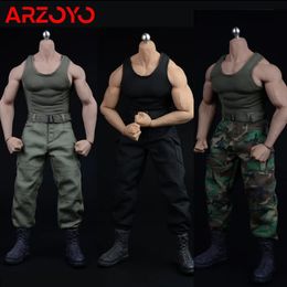 XM01 16 Muscle Male Vest Camo Pants Belt Shoes Sets Soldier Tactical Clothes Model Fit 12 PH TBL M34 Action Figure Body Doll 240528