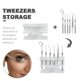 Storage Boxes Acrylic Eyelash Extension Organizer Makeup Tool 6 Holes Tweezers Holder Marble Shelf