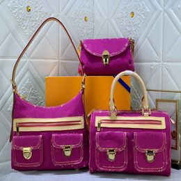7A quality Designer denim Handbags Purses Large Capacity Shopping Bag Women Totes Travel New Fashion Shoulder Bags Crossbody red canvas 225y