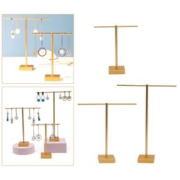 Jewellery Display Stand Shelf Organiser Earrings Holder Metal for Retail Store T Shaped Rack with Base Hanging Shelf