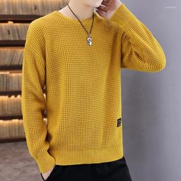 Men's Sweaters Korean Slim Solid Colour Round Neck Knitted Sweater Pullover Male Fashion Autumn Long Sleeve Thick Knitwear