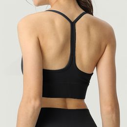 Yoga Womens Strappy Sports Bras Fitness Workout Padded Yoga Bra Y Back Padded Cropped Bras Tops Sports Running Shirt