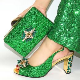 Casual Shoes Doershow Fashion Italian And Bag Sets For Evening Party With Stones Green Handbags Match Bags!HIM1-5