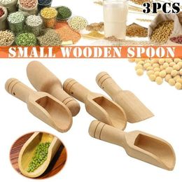 Spoons 3pcs Mini Wooden Scoops Bath Salt Spoon Candy Flour Kitchen Utensils Milk Measuring