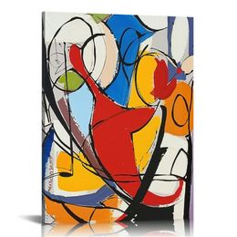 Abstract Music Canvas Wall Art - Colourful Graffiti Painting Poster Print Music Pictures Wall Decor for Bedroom Living Room Modern Home Artwork Framed Ready to Hang