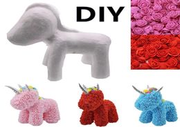 DIY Unicorn Bear Foam Roses 500pcs 35cm Artificial Foam Flower Heads PE Rose Bear Accessories Valentine039s Gift Drop T2005097815290