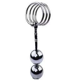 Male Metal Ball Cockrings Heavy Hanger Stretcher Extender Cock Pendant Enlargers Enlargement Penis Delay Ring Sex Toys for Men A003953514