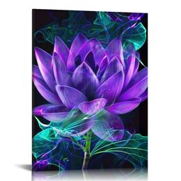 Purple Lotus Flower Canvas Wall Art Home Decoration Canvas Printing Posters Artwork Art Printed Picture Gifts Home Decor Living Room Bedroom