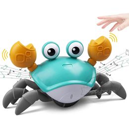 Crawling Crab Baby Toys with Music LED Light Up Musical Toys for Toddler Automatically Avoid Obstacles Interactive Toys for Kids 240529