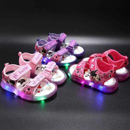 Sandals Sandals Fashion Boutique Summer Childrens Sandals Led Lighting Kids Shoes Printed Cartoon Cute Baby Girls Sports Beach Sandals WX5.28