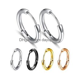 Hoop & Huggie Gold Sier Black Hypoallergenic Titanium Steel Men Women Earrings Hie Cartilage Piercing 3 Colours Drop Delivery Jewellery Dh6Iv