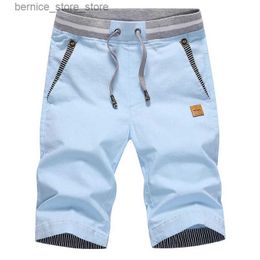 Men's Shorts 2023 Summer Mens Shorts Hot Casual Cotton Fashion Boardshort Bermuda Male Drawstring Elastic Waist Breeches Beach Shorts Men Q240529