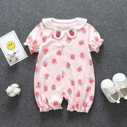 Retail New Girls Boys Clothes Cute Strawberry Romper High Quality Cotton One Piece Jumpsuit Newborn Baby Girl Clothe
