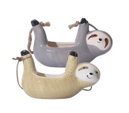 Ceramic Sloth Hanging Succulent Planter Cute Animal Small Plant Pot for Cactus Air Plants Flowers Herbs Garden Decoration 1427 9127362